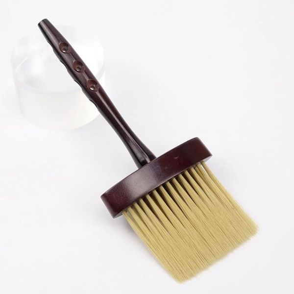 Peluquero profesional para cortar el pelo, cepillo para polvo de cuello para salón, limpieza de barrido roto, herramienta de cepillo de pelo con mango de madera