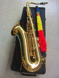 Saxophone professionnel Bb Tenor de haute qualité, Saxophone plat en laiton plaqué or, Instrument de musique avec étui, accessoire