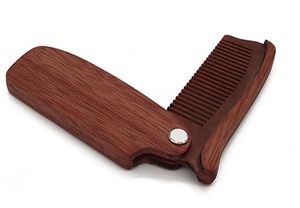 Peigne à barbe professionnel en bois de santal pliant, outils de toilettage, peigne pour hommes et femmes, brosses à cheveux en bois