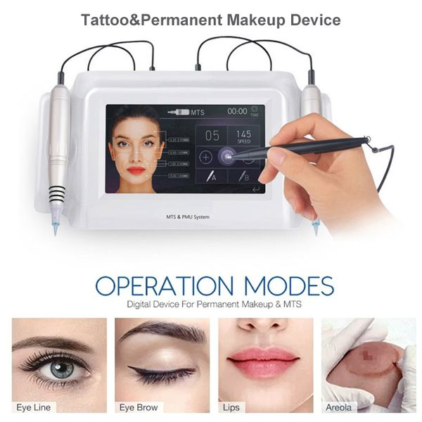 Rodillo de microagujas de belleza profesional 2 en 1 máquina de maquillaje permanente Digital tatuaje labio hacer Micro aguja con sistema PMU MTS