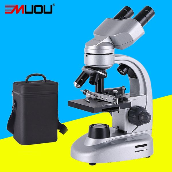 Envío gratuito Microscopio biológico profesional LED arriba y abajo 40X-800X Estudiantes Laboratorio de ciencias educativas Microscopio binocular USB Metal