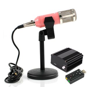 Microphone à condensateur professionnel BM 800 + alimentation fantôme 48 V + carte son USB Studio pour ordinateur