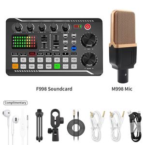 Kits de mixage de carte son professionnels BM800, Microphone F998, pour Console de mixage vocal en direct, amplificateur Audio, équipement DJ 240110