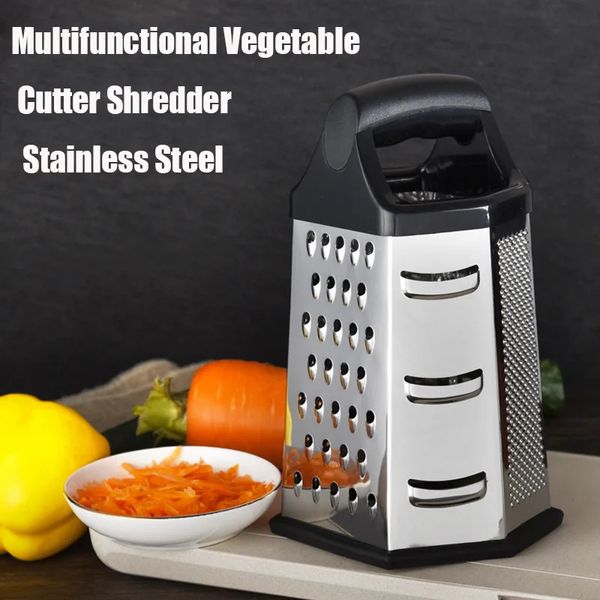 Boîte professionnelle en acier inoxydable avec 6 côtés Légumes polyvalents Cutter Crimper Manuel Fromage Slicer Kitchen Tools 240429