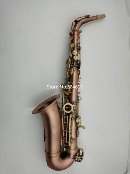 Marque professionnelle Eb Tune Saxophone Alto Rouge Bronze Bend E Instrument de musique plat avec étui Accessoires Livraison gratuite