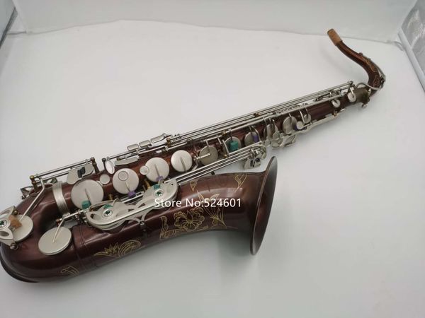 Saxofón Tenor de marca profesional Bb, teclas planas de cobre antiguo, instrumento Musical con boquilla, accesorios Golves