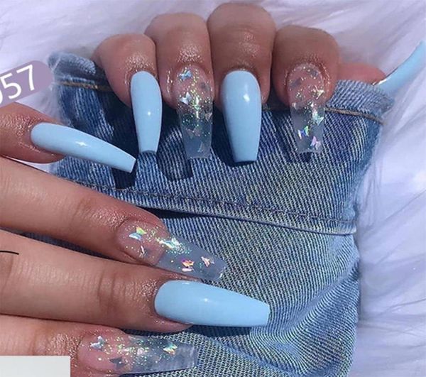 Uñas postizas de mariposa profesionales, puntas de uñas artificiales de ataúd aéreo con diseños, juego de uñas postizas, herramienta NailArt 7306690