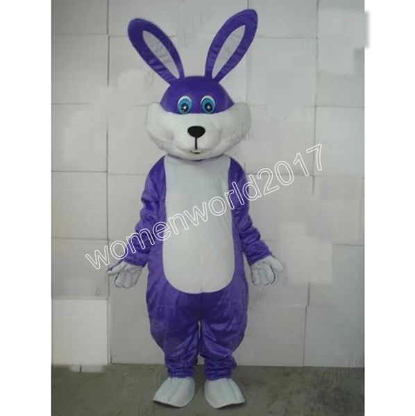 Costume de mascotte de lapin violet de dessin animé professionnel Simulation de personnage de dessin animé tenues costume adultes tenue de carnaval de Noël déguisement pour hommes femmes