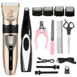 Professional Cat Dog Hair Clipper Grooming Kit Rechargeable Pet Hair Trimmer Shaver Set Animals Hair Cutting Machine Low-Noise 220423