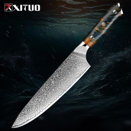 Couteau de chef professionnel 8 pouces Damas VG-10 Japanese Steel Chef's Knife Full Tang Tap