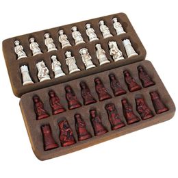 Professionele schaakstukken Games Set PU Leather Resin Chessboard Mat Checkers Board Game Interactive Playing Toys 240415