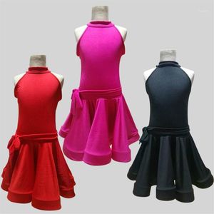 Professionnel enfant enfant enfants robe de danse latine pour les filles frange costumes pour enfants moderne junior lait soie fille salle de bal salsa1256T