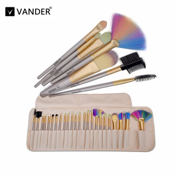 Ensemble de pinceaux de maquillage colorés professionnels de haute qualité 24 pièces Kit d'outils Premium Full Function Blending Powder Foundation Brush