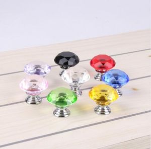 Professionnel coloré 30mm diamant forme conception cristal verre boutons de porte placard tiroir armoire armoire tirer poignée boutons