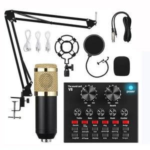 Professionele condensatormicrofoonset met V8-geluidskaartset voor livestreamingmicrofoon Thuis Karaoke Studio 231228