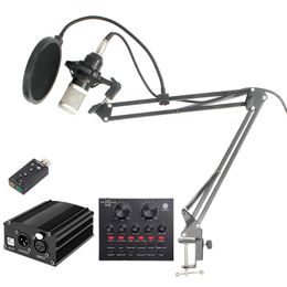 Paquete de micrófono con cable de condensador profesional BM800 micrófono de estudio grabación Vocal KTV micrófono de Karaoke soporte de micrófono para ordenador