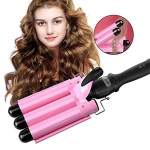 Professionele curling Ceramic Hair Curler Wave Waver Styling Tools Styler Wand Three Barrel Irons Automatisch 240412