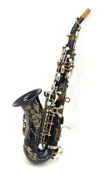 Saxophone soprano incurvé professionnel B plat bleu ciel corps ruban clé instrument de musique avec étui livraison gratuite