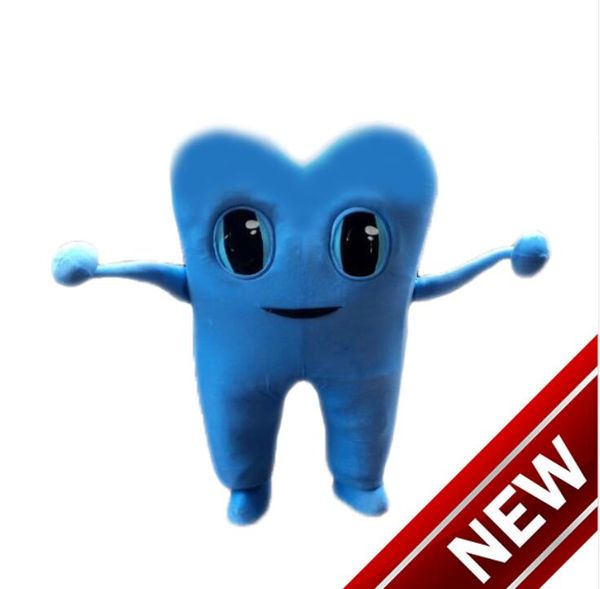 Costume de mascotte de dent bleue personnalisé professionnel dessin animé personnage publicitaire de clinique dentaire vêtements festival d'halloween fête déguisement