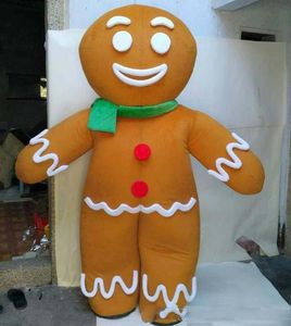 Costume de mascotte de bonhomme en pain d'épice personnalisé professionnel, vêtements de personnage de dessin animé de bonhomme de pain d'épice, robe fantaisie de fête d'halloween de noël