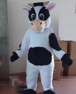 Professionnel personnalisé chaud noir et blanc vache laitière mascotte Costume dessin animé lait vache personnage vêtements noël Halloween fête déguisement
