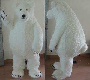 Personnalisé professionnel belle ours polaire à fourrure Costume de mascotte dessin animé gros ours blanc personnage vêtements noël Halloween fête déguisement