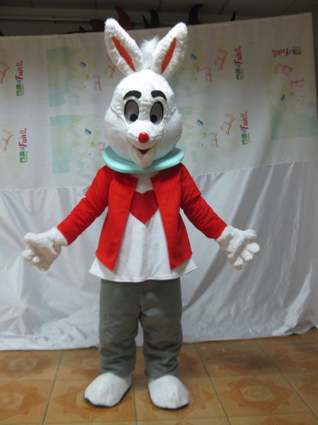 Costume de mascotte de lapin rouge personnalisé professionnel, vêtements de personnage de dessin animé de lapin de pâques, robe fantaisie de fête de noël et d'halloween