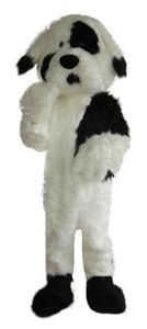 Professionele Aangepaste Witte en Zwarte Hond Mascotte Kostuum Cartoon Jingba Hond Dier Karakter Kleding Halloween Festival Party Fancy Dress