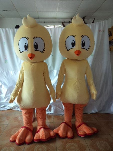 Costume de mascotte de poulet jaune personnalisé professionnel, vêtements de personnage de poussin mignon, robe fantaisie de fête de festival d'halloween