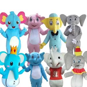 Costume de mascotte d'éléphant de dessin animé professionnel mignon, accessoires de jeu de rôle d'animation de personnage d'anime de carnaval de fête
