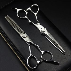 Professionele Damascus 6 '' Hair Scissors Snijden Scissor Barber Tools Cut Thunning Shears Set Dressing 220317