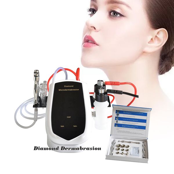 Diamant professionnel Microdermabrasion Nettoyage de la peau Dermabrasion Machine à éplucher Pulvérisation sous vide Forte aspiration Anti-âge Rajeunissement du visage Points noirs Supprimer