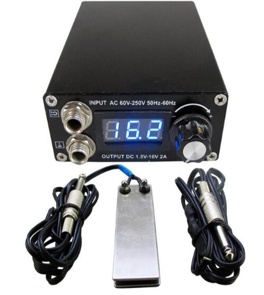 Kit d'alimentation électrique professionnel numérique double noir pour tatouage, avec 1 interrupteur à pédale, 1 cordon à Clip 8897398