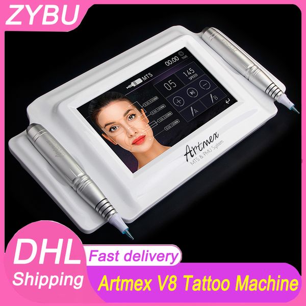 Máquina de tatuaje de maquillaje permanente digital profesional Lápiz rotatorio de labios de cejas V8 MTS Sistema PMU con aguja de tatuaje Artmex V8 Microneedling Dermapen