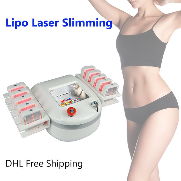 Diode professionnelle Lipo Laser LLLT non invasif 10 tampons perte de graisse brûlante réduction de la cellulite lipolyse minceur perte de poids machine de beauté