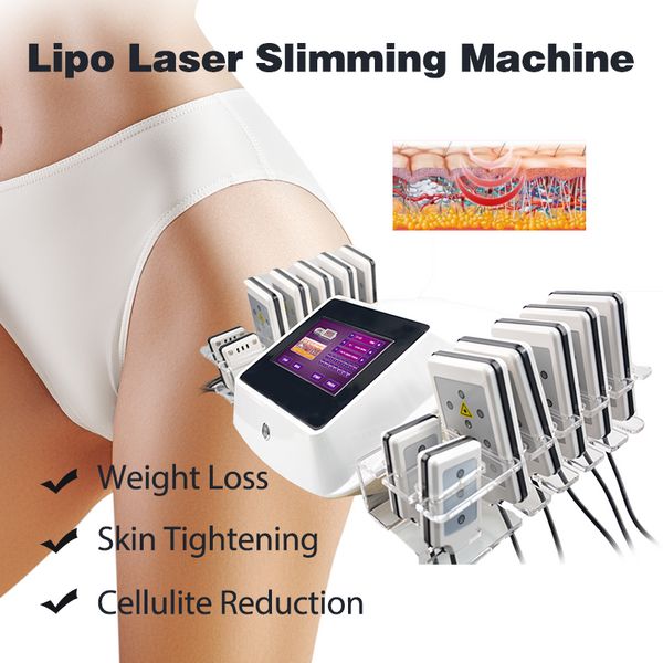 Diode lipolaser professionnelle élimination de la cellulite combustion des graisses lipo laser corps amincissant la machine avec 14 pads