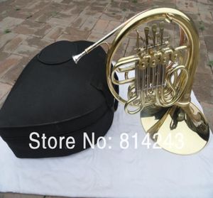 Professional Doublew 4 Keys Single French Horn F BB Key Gold Lacquer División B Flat Viento Instrumentos de boquilla de cuerno francés47658888