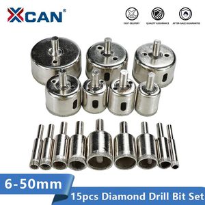 Professionele boorbits xcan diamant gecoate bit set 15 stcs 6mm-50 mm tegel marmeren glas keramisch gatzaagboren voor elektrisch gereedschap