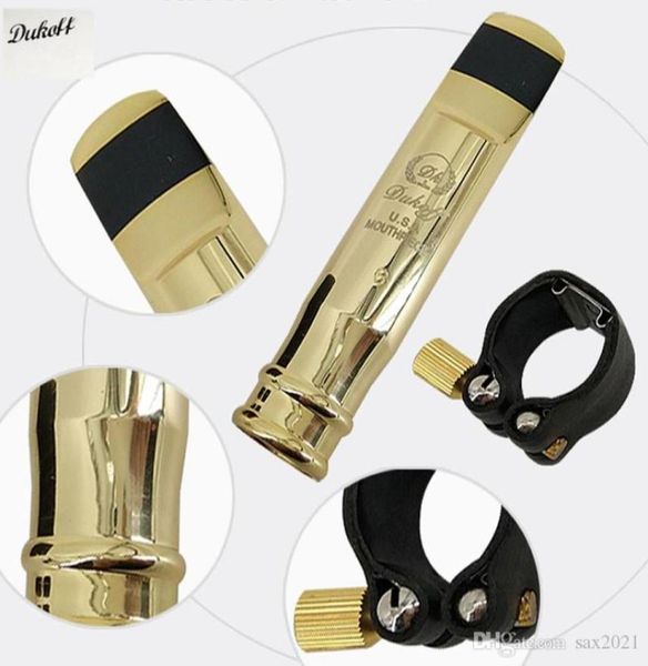 Professionnel Dukoff Alto Tenor Soprano pour Saxophone embout en métal laque or Sax pièces de bouche taille 59 Numbe Ship2825405