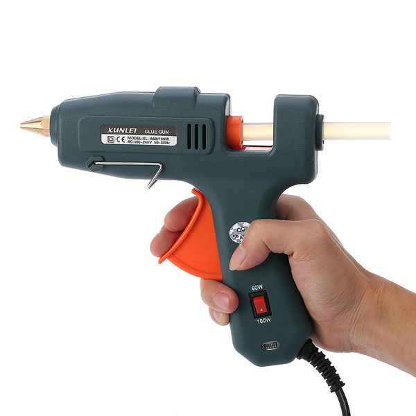 Freeshipping Interruptor de pistola de pegamento caliente eléctrico profesional 60 / 100W Máquina de pegamento de fusión en caliente con 20 piezas Barras de pegamento Herramienta eléctrica de reparación de artesanía de calefacción