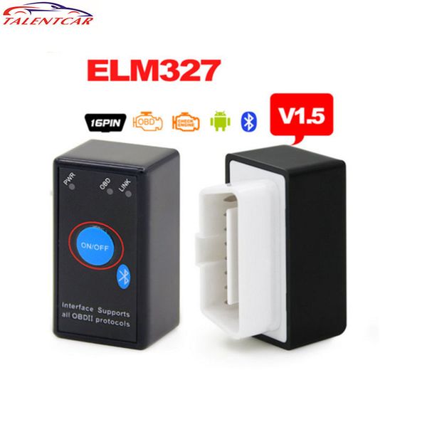 Profesional ELM 327 con interruptor NUEVA versión V1.5 V2.1 ELM327 Bluetooth Herramienta de escaneo de diagnóstico automático Escáner compatible con Android Symbian Windows