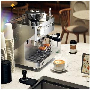 Machine à café à expresso professionnel CRM3812 Haute efficacité 3 Chaudières La cafetière tout-en-un conception avec 16 vitesses
