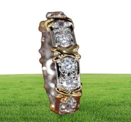 Bague de mariage professionnelle Eternity Diamonique CZ, imitation diamant 10 carats, or blanc et jaune, taille 5-112260018