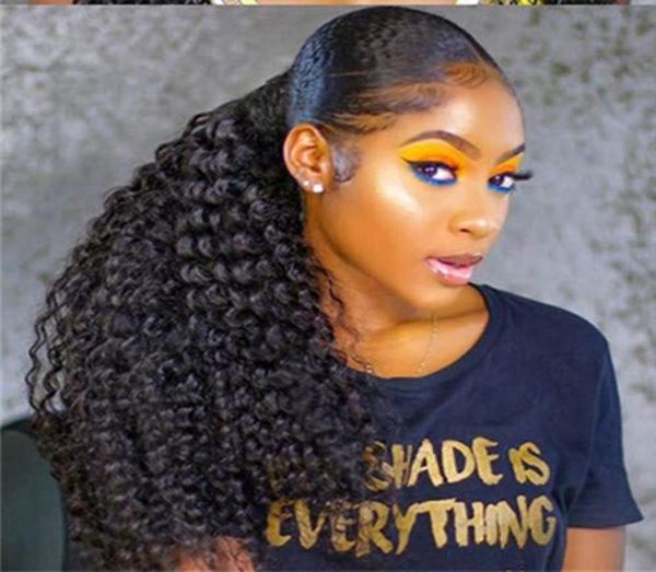 Profesional Excelente Calidad Brasileño Rizado Afro Rizado Pelo Rizado Cordón Cola de Caballo Para Mujeres Negras 140g Fácil cola de caballo extens9693721