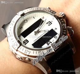 Professionele Ospace Space Chrono Swiss Quartz Mens Horloge B55 Dual Time Zone Steel Case White Dial Black Nylon Strap 2022 Horloges PTBL Puretime A09B2