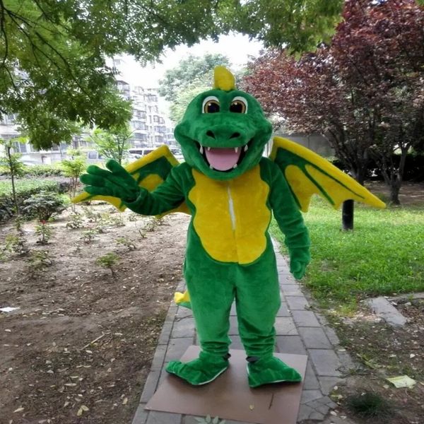 Usine professionnelle Halloween Dragon vert mascotte vêtements carnaval adulte Fursuit robe de bande dessinée