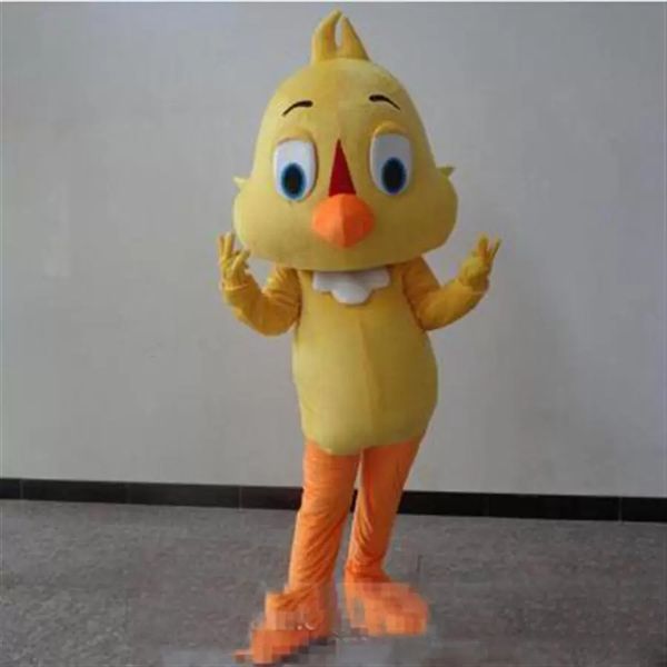 Costumes de mascotte de poussin jaune d'Halloween d'usine professionnelle Carnaval Robe de bande dessinée de fursuit adulte