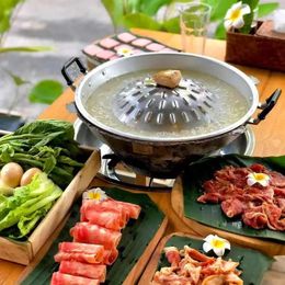 Parrilla de comida profesional Pan Camping Barbacoa Accesorio para asar Coreano Shabu Cocina Herramientas de cocina Hogar al aire libre 240223