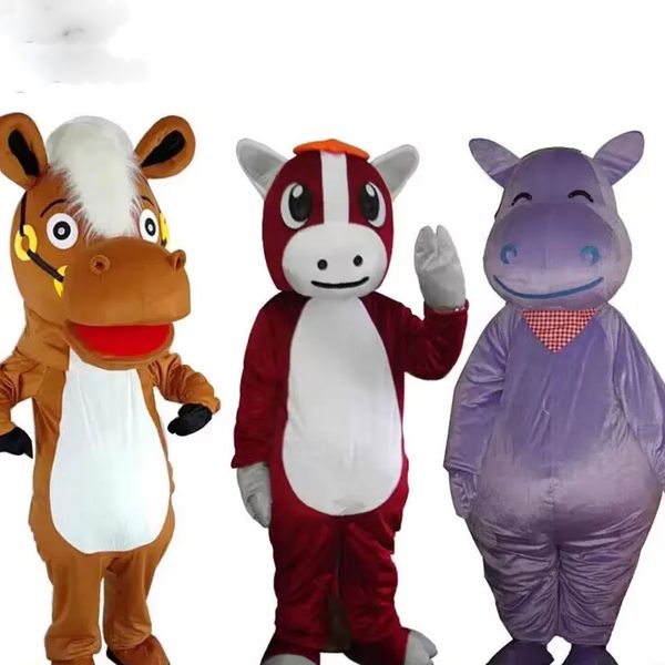 Disfraz profesional de mascota poni de dibujos animados, caballo de peluche, muñeco que camina para adulto, accesorios de vestir para fiesta de Halloween