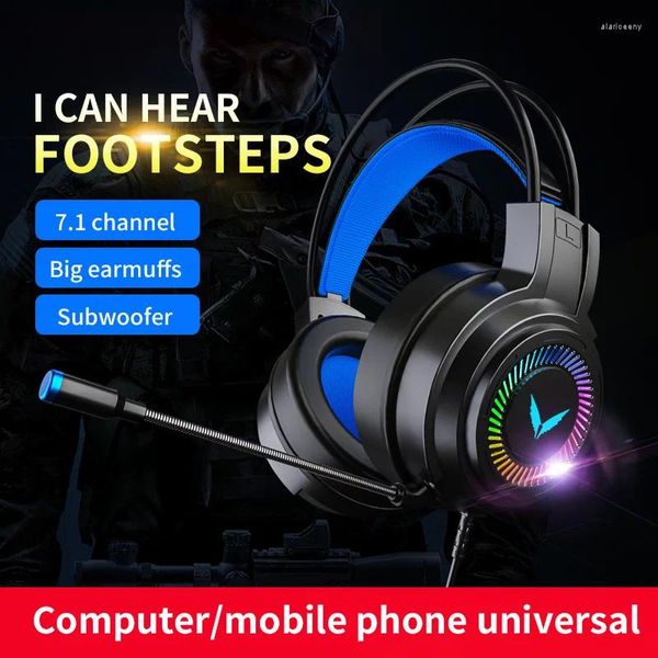 Auriculares profesionales para jugadores con luz Led para juegos, para ordenador, PS4, PS5, Usb, graves 7,1, estéreo, PC, micrófono con cable